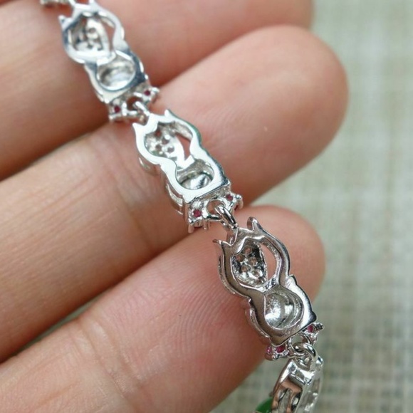 Certified Icy Green 100% Natural A jadeite Jade Bracelets S925 Silver 手链 - Picture 6 of 11
